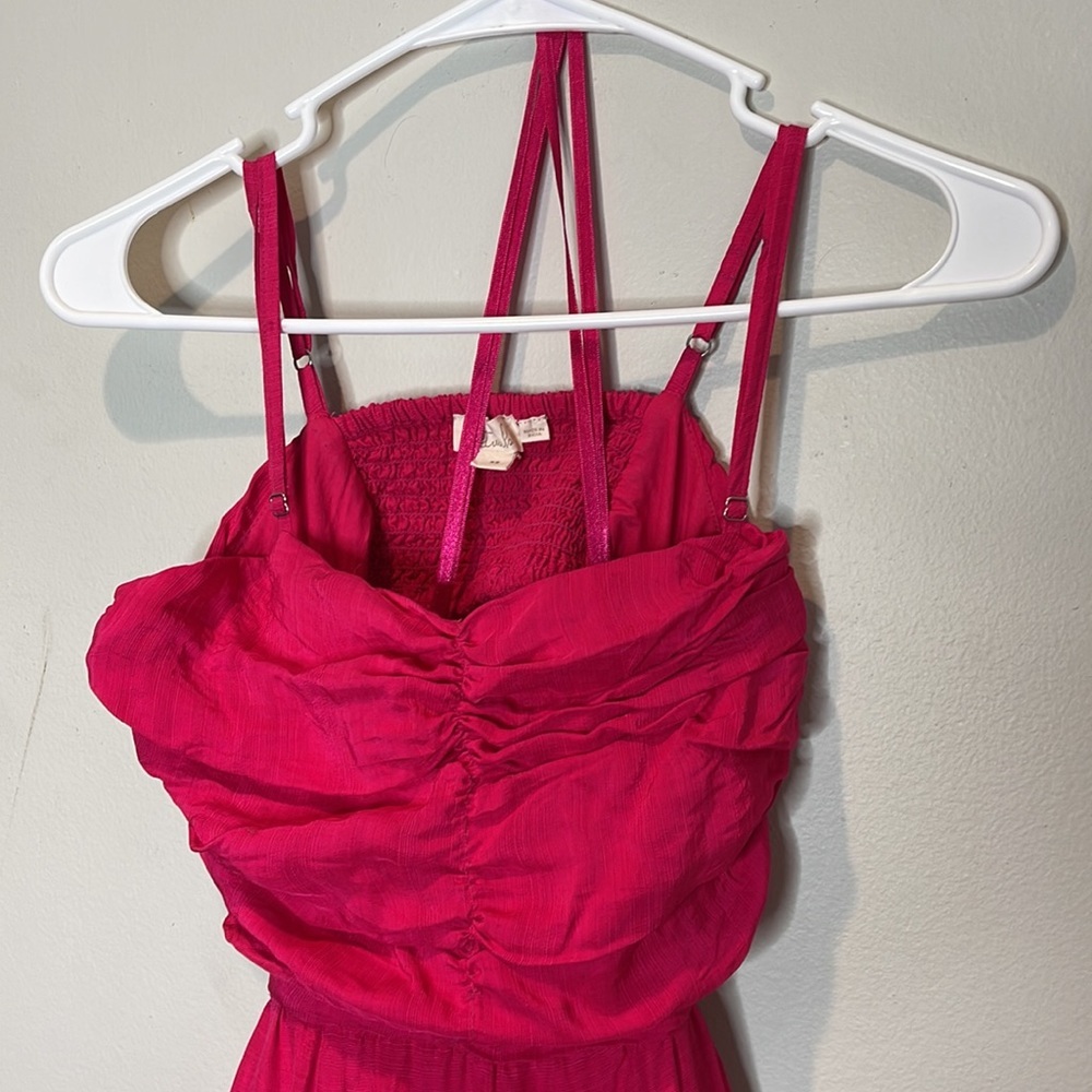 Anthropologie Let‎ Me Be Cutout Tiered Dress Open Back Maxi Hot Pink Extra-Small - Picture 4 of 10